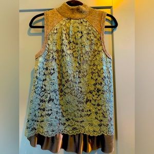 Anthropologie lace back sleeveless sweater top S